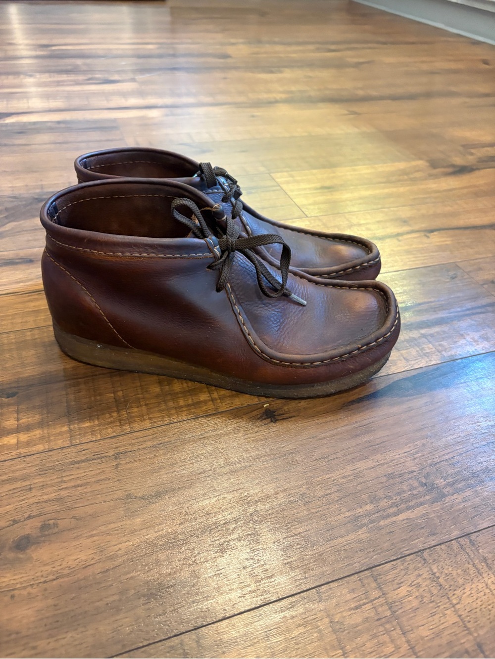 Clarks Wallabee Brown Leather Lace Up Shoes Men's Size 9 Moccasin Boots